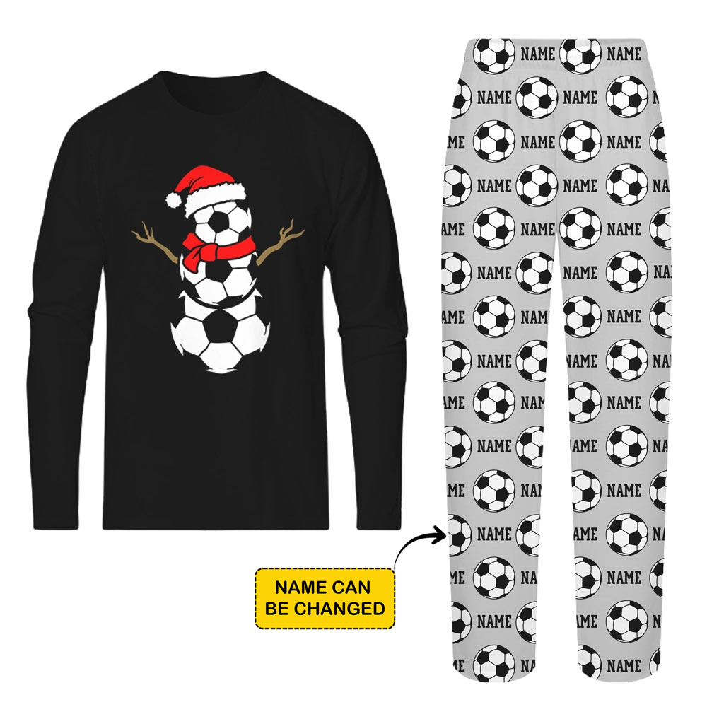 Soccer Snowman Matching Family Pj Sets With Custom Name 2